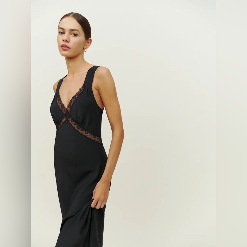 Reformation Provence Silk Dress in Black. Brand new without tags,  never worn.